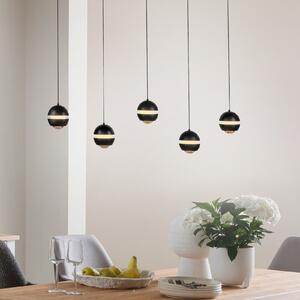 Schöner Wohnen SCHÖNER WOHNEN Lampă suspendată LED Lini negru 5 becuri lungime 3.000K, reglabil, Negru, Camera de zi / sufragerie, Plastic, Modern