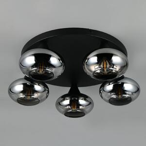 Reality Leuchten Plafonieră Divina, culoare fumurie, Ø 49 cm, 5 becuri, sticlă, reglabil, Gri, Camera de zi / sufragerie, Sticlă, Modern