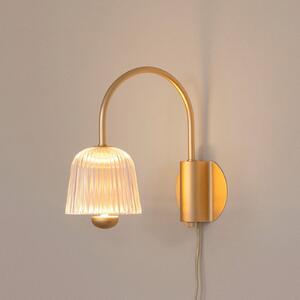 Nuura Aps LED-aplică de perete Asteea, lățime 16 cm, culoare alamă/transparent, reglabil, Auriu / Alamă, Camera de zi / sufragerie, Metal, Scandinavă