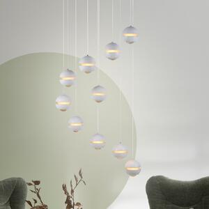 Schöner Wohnen SCHÖNER WOHNEN Lampă suspendată LED Lini albă 10 becuri rotundă, 3.000 K, reglabil, Alb, Camera de zi / sufragerie, Plastic, Modern