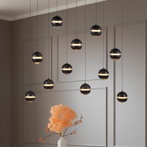 Schöner Wohnen Lampă suspendată LED Lini negru 11 becuri lungime 3000K, reglabil, Negru, Camera de zi / sufragerie, Plastic, Modern