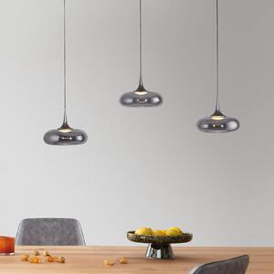 Schöner Wohnen SCHÖNER WOHNEN Lampă suspendată LED Posh 3 becuri, sticlă fumurie, 3.000 K, reglabil, Gri, Camera de zi / sufragerie, Sticlă, Modern