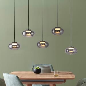 Schöner Wohnen SCHÖNER WOHNEN lampă suspendată LED Sia, 5 becuri, gri fumuriu, 3.000 K, reglabil, Gri, Camera de zi / sufragerie, Sticlă, Modern