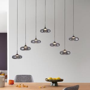 Schöner Wohnen SCHÖNER WOHNEN Lampă suspendată LED Posh 7 becuri, sticlă fumurie, 3.000 K, reglabil, Gri, Camera de zi / sufragerie, Sticlă, Modern