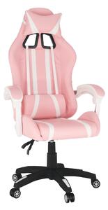 Fotoliu birou/gaming, roz/alb, PINKY