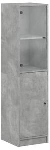 Dulap cu ușă din sticlă, gri beton, 35x37x142 cm