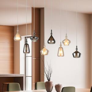 Trio Lighting Lampă suspendată Aldea, lungime 115 cm, sticlă albă/chihlimbar/crom, 8 becuri., reglabil, Bej, Camera de zi / sufragerie, Sticlă