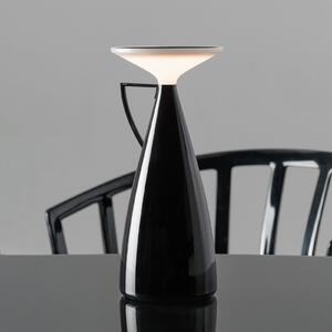 Kartell Lampa de masă cu baterie LED Camomille, negru, înălțime 24 cm, reglabil, Negru, Camera de zi / sufragerie, Plastic, Design