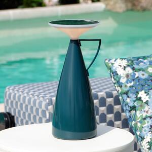 Kartell Lampa de masă cu baterie LED Camomille, petrol, înălțime 24 cm, reglabil, Albastru, Camera de zi / sufragerie, Plastic, Design