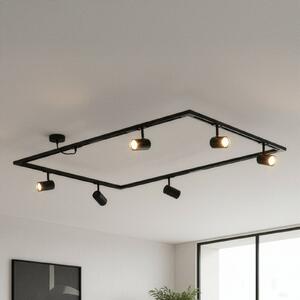 Lindby Sistem de șine Linaro, GU10, 6 becuri, negru, formă O, Negru, Camera de zi / sufragerie, Aluminiu, Modern