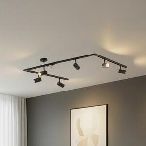 Lindby Sistem de șine Linaro, GU10, 6 becuri, negru, formă C, Negru, Camera de zi / sufragerie, Aluminiu, Modern