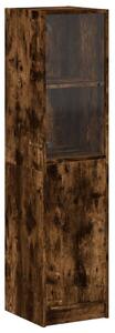 Dulap cu ușă din sticlă, stejar fumuriu, 35x37x142 cm