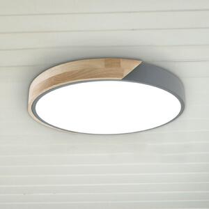 Näve Plafonieră LED Borneo, stejar, metal, CCT, telecomandă, reglabil, Lemn, Camera de zi / sufragerie, Lemn, Modern