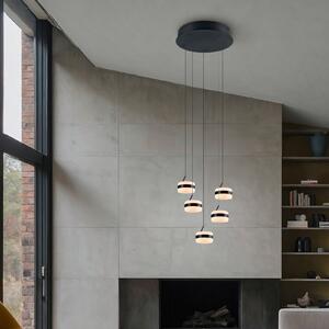 Trio Lighting Lampă suspendată LED Dios, culoare nichel, Ø 45 cm, CCT, 5 becuri., reglabil, Metalic, Camera de zi / sufragerie, Metal, Modern