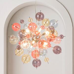Näve Lampa suspendată Explosion, Ø 65 cm, sticlă, culori pastelate, G9, reglabil, Multicolor, Camera de zi / sufragerie, Sticlă