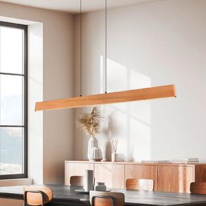 Trio Lighting Lampă suspendată LED Edgewood, lungime 150 cm, lemn de culoarea lemnului, CCT, reglabil, Lemn, Camera de zi / sufragerie, Lemn