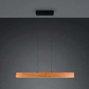 Trio Lighting Lampă suspendată LED Edgewood, lungime 115 cm, culoare lemn, lemn CCT, reglabil, Lemn, Camera de zi / sufragerie, Lemn