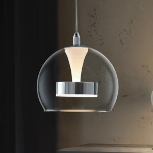 Trio Lighting Lampă suspendată LED Flynt, Ø 20 cm, cromată, metal/sticlă, CCT, reglabil, Metalic, Camera de zi / sufragerie, Metal, Modern