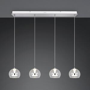 Trio Lighting Lampă suspendată LED Flynt, lungime 97 cm, metal cromat, 4 becuri., reglabil, Metalic, Camera de zi / sufragerie, Metal, Modern