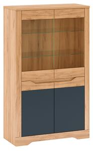 Vitrina C, stejar craft auriu / grafit gri, FIDEL