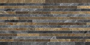 Gresie portelanata Keramin Montana 2D PEI 3, maro-gri mat, dreptunghiulara, textura in relief, grosime 10 mm, 30 x 60 cm