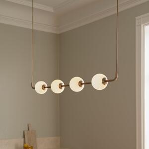 UMAGE Lampa suspendată LED Audrey LINEAR, alamă, 118 cm, 4 becuri., reglabil, Auriu / Alamă, Camera de zi / sufragerie, Metal, Design, glob