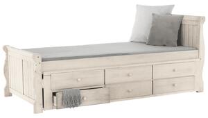Pat cu pat suplimentar, alb antic, 90x200, ANTIKO
