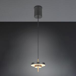 Trio Lighting Lampă suspendată LED Keaton negru/auriu, Ø 20 cm metal CCT, reglabil, Negru, Camera de zi / sufragerie, Metal