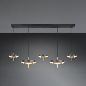 Trio Lighting Lampă suspendată LED Keaton, negru/auriu 140 cm CCT, 5 becuri, reglabil, Negru, Camera de zi / sufragerie, Metal