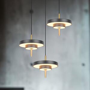 Trio Lighting Lampă suspendată LED Keaton, negru/auriu Ø 45 cm CCT 3 becuri, reglabil, Negru, Camera de zi / sufragerie, Metal