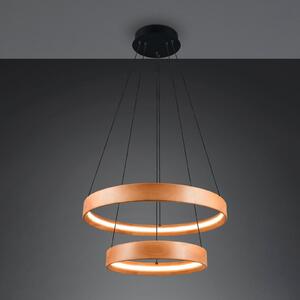 Trio Lighting Lampă suspendată LED Lynwood, Ø 60 cm, culoare lemn, 2 becuri., reglabil, Lemn, Camera de zi / sufragerie, Lemn