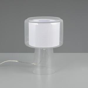 Trio Lighting Lampa de masă Rocka, transparentă, înălțime 29 cm, sticlă/țesătură, Transparent, Camera de zi / sufragerie, Sticlă