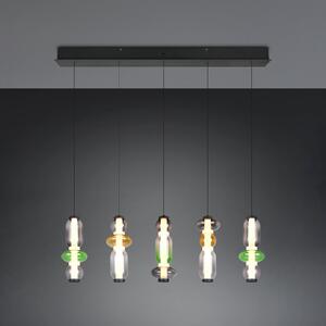 Trio Lighting Lampă suspendată LED Minerva, lungime 100 cm, colorată, sticlă, dimmer CCT, reglabil, Camera de zi / sufragerie, Sticlă
