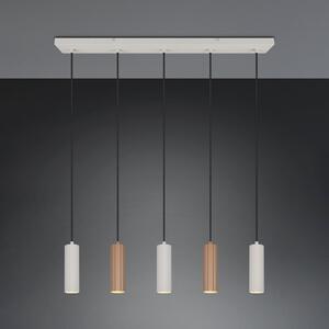 Trio Lighting Lampă suspendată Soka, maro/gri, lungime 85 cm, metal, 5 becuri., reglabil, Maro / Rugină, Camera de zi / sufragerie, Metal, Modern