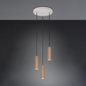Trio Lighting Lampă suspendată Soka, maro/gri, Ø 28 cm, metal, 3 becuri., reglabil, Maro / Rugină, Camera de zi / sufragerie, Metal, Modern