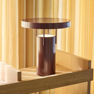 Hübsch Lampa de masă cu baterie LED HÜBSCH BringMe, burgund metalic, 28 cm, reglabil, Roșu, Metal, Modern