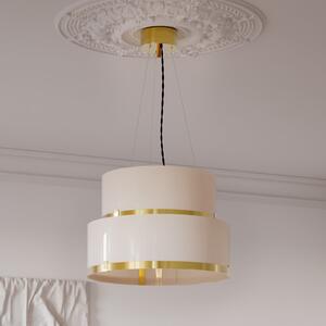 By Rydéns Lampa suspendată Marcel de la Rydens, alamă/alb, Ø 50 cm, reglabil, Alb, Camera de zi / sufragerie, Sticlă, Design