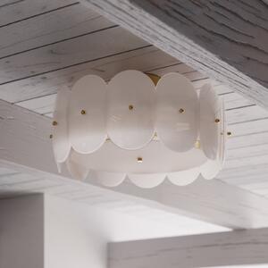 By Rydéns Rydens plafonieră Omlott, alamă/alb, Ø 53 cm, reglabil, Alb, Camera de zi / sufragerie, Sticlă, Design