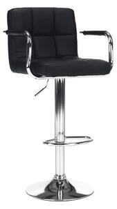 Scaun bar, piele ecologică negru/crom, LEORA 2 NEW