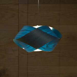LZF LAMPS Lampă suspendată Nut, albastră/nichel, lungime 42 cm, lemn, reglabil, Albastru, Camera de zi / sufragerie, Lemn, Design