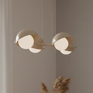 EMIBIG LIGHTING Lampă suspendată Boom 4, bej, sticlă/oțel, lungime 60 cm, reglabil, Bej, Camera de zi / sufragerie, Metal, Modern