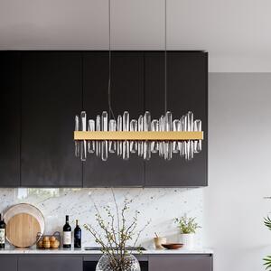 By Rydéns Lampă suspendată LED Triumph Bar de la Rydens, 80 cm, alamă, transparentă, Transparent, Camera de zi / sufragerie, Sticlă, Modern