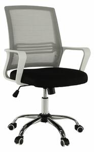 Scaun de birou, plasă gri/ material negru / plastic alb, APOLO