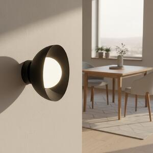 EMIBIG LIGHTING Aplică Bibi K1, negru, oțel/sticlă, Ø 18 cm, reglabil, Negru, Camera de zi / sufragerie, Metal, Modern
