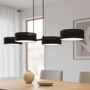 EMIBIG LIGHTING Lampă suspendată Drumz 4, negru, țesătură/oțel, lungime 80 cm, E14, reglabil, Negru, Camera de zi / sufragerie, Țesătură / Textil, Modern