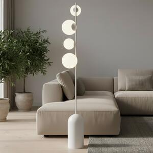 EMIBIG LIGHTING Lampadar Etno LP4, alb, sticlă/oțel, înălțime 140 cm, G9, Alb, Camera de zi / sufragerie, Sticlă, Modern