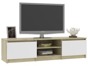 Comodă TV, alb și stejar Sonoma, 140 x 40 x 35,5 cm, PAL
