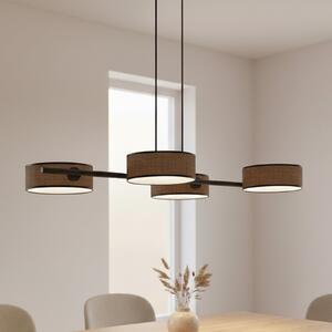 EMIBIG LIGHTING Lampă suspendată Drumz 4, maro, țesătură/oțel, lungime 80 cm, E14, reglabil, Maro / Rugină, Camera de zi / sufragerie, Țesătură / Textil, Modern