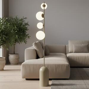 EMIBIG LIGHTING Lampadar Etno LP4, bej, sticlă/oțel, înălțime 140 cm, G9, Bej, Camera de zi / sufragerie, Sticlă, Modern