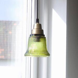 PR Home Lampă suspendată Emmi, verde/alamă, sticlă, ștecher, E27, Verde, Camera de zi / sufragerie, Sticlă, Vintage